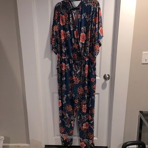 NY Collection Multicolored Floral Jumpsuit Size 2X